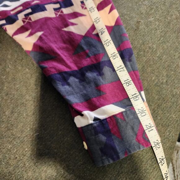 VTG Men's Aztez Flannel New River Size L Cotton Button Up Long Sleeve Southwest - Picture 7 of 8